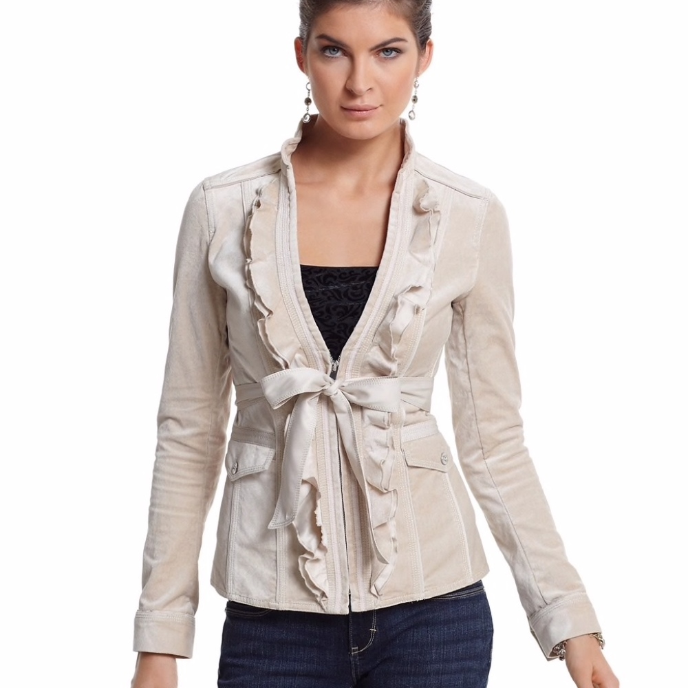 White House Black Market Ruffle Velvet Blazer